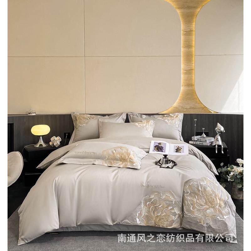 恒源样精梳棉60被罩四件套全棉床单100长绒棉被罩裸睡支床上用品4