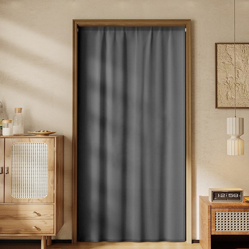 夏季纯色卧室空调挡风门帘隔断帘房间免打孔防冷气家用遮挡布帘子