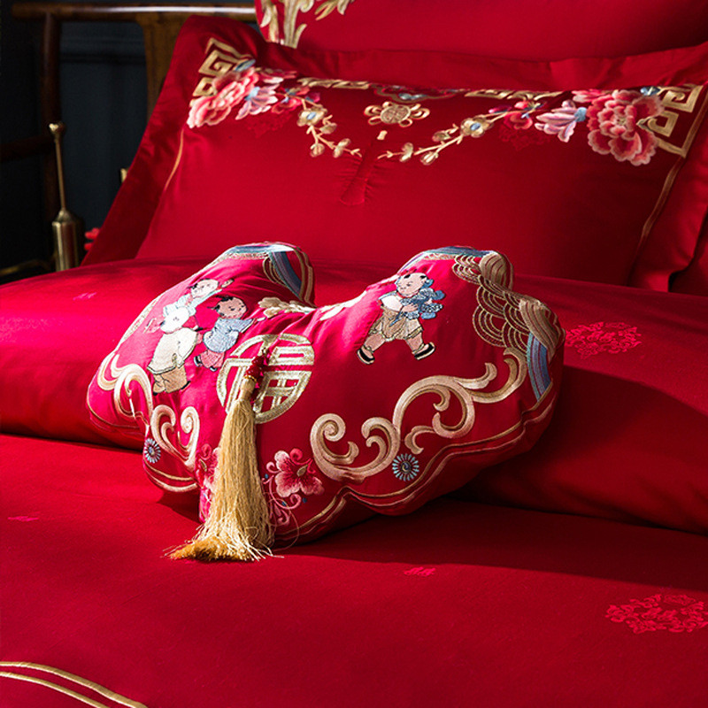 qd4d婚庆含小抱枕大红色新房靠垫枕头配件芯子孙喜庆结婚陪嫁一