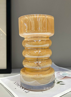 现代轻奢手工艺术琉璃花瓶家居摆件器插花样板间办公室高级装饰品