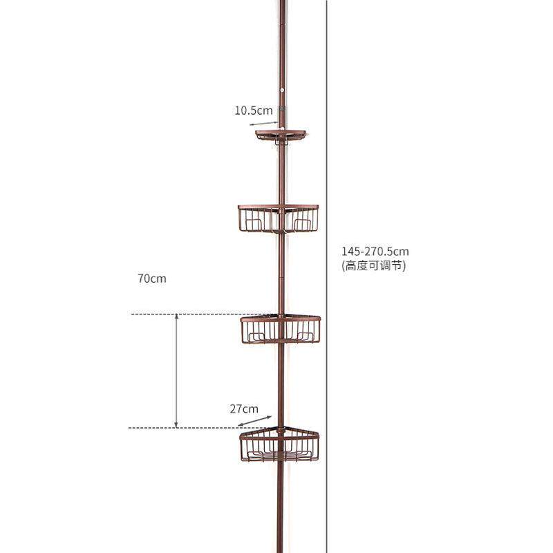 多功能浴室转角置物架卫生间三角架顶天立地置物架四层浴室铁艺