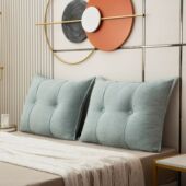 仿棉麻床头靠垫床上靠枕大靠背腰靠飘窗垫榻榻米软包宿舍卧室可拆