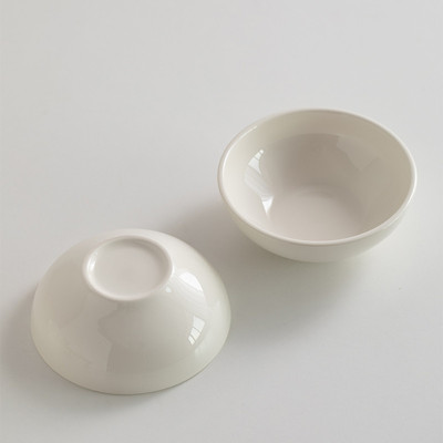 【米白】德化白瓷早餐燕麦碗5.7英寸宽口小食拌面碗400ml餐具定制