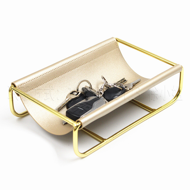 现货金属遥控器收纳盒桌面收纳筐复古书房铁艺笔筒创意台面皮质