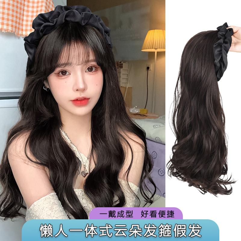 假发女长发发箍假发一体时尚新款假发大波浪半头套自然卷发假发片图片