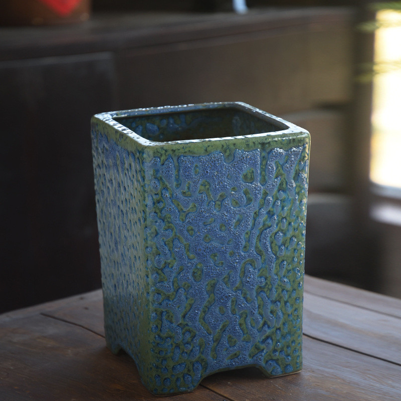 气泡釉创意复古长方形透气绿萝多肉蝴蝶兰文竹陶瓷花盆大号室外