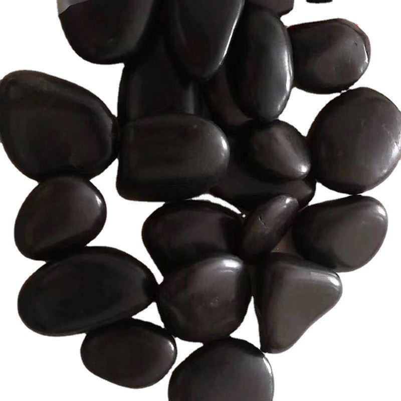 黑色精品抛光雨花石园林造景黑色工程铺路铺地雨花石石子批发厂