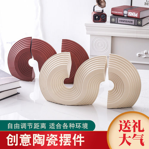 北欧风格创意陶瓷工艺摆件现代几何建筑设计造型摆件酒店软装饰品