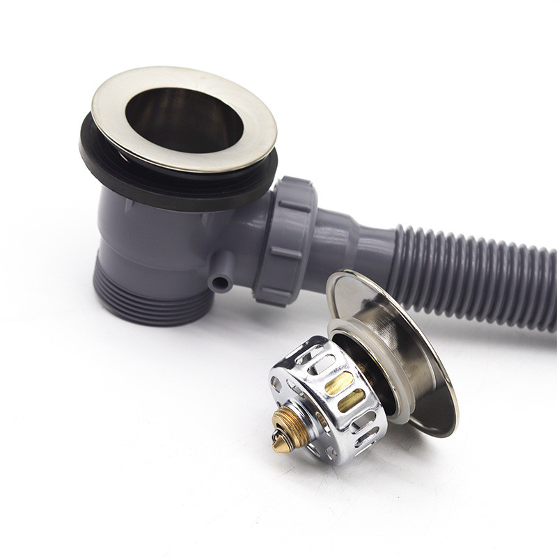 热销铜质提篮式浴缸下水器浴室塑料浴缸下水配件家用式浴缸脚踏排