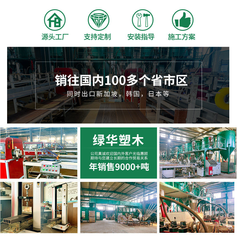 在线压花塑木地板户外防腐防潮圆孔耐磨实心庭院浮雕木纹塑木地板