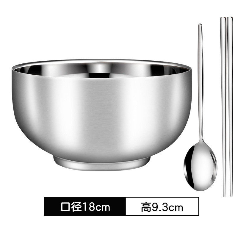 304食堂双层隔热防烫防摔幼儿家用饭碗食品级汤面碗不锈钢碗新品,家装主材,台上艺术碗盆,淘宝优惠券,粉丝福利购,淘宝优惠卷