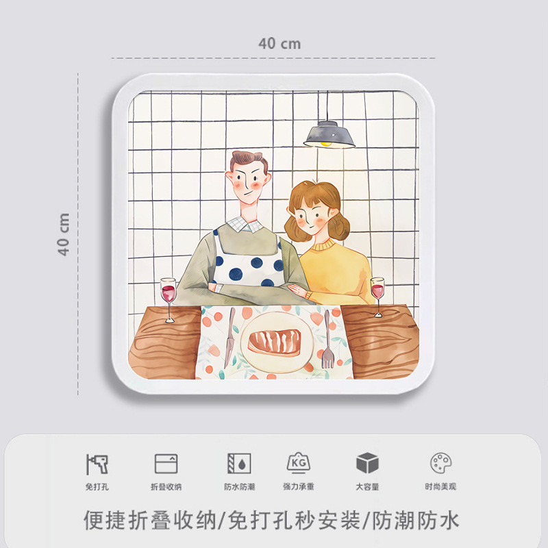 浴室折叠收纳柜洗澡壁挂式衣服卫生间墙上免打孔放壁画置物架