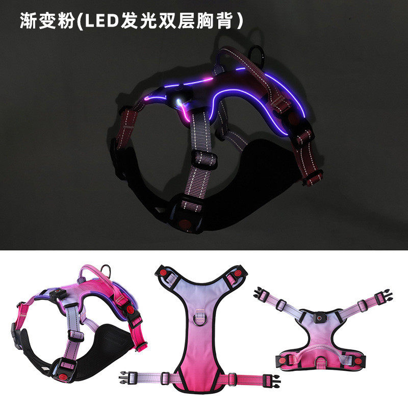宠物led灯货源狗狗发光胸背带反光发光狗胸背带odm定制