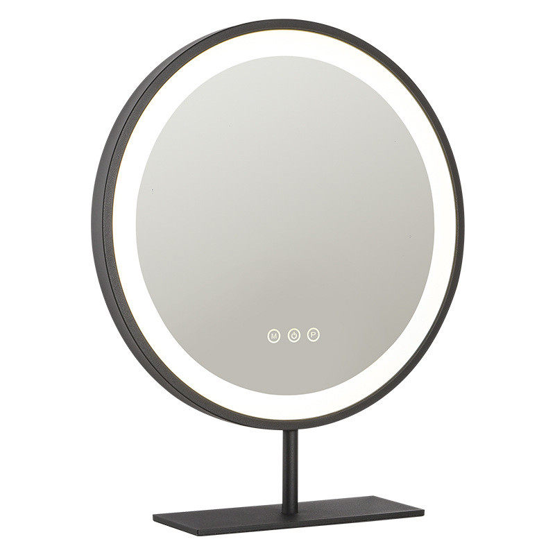 led化妆镜子带灯梳妆台智能家用充电变三色触摸光可旋转梳妆圆镜