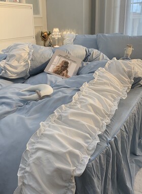 gz6mins春天被罩纯色四件套1.8床上用品简约男女学生宿舍水洗棉三