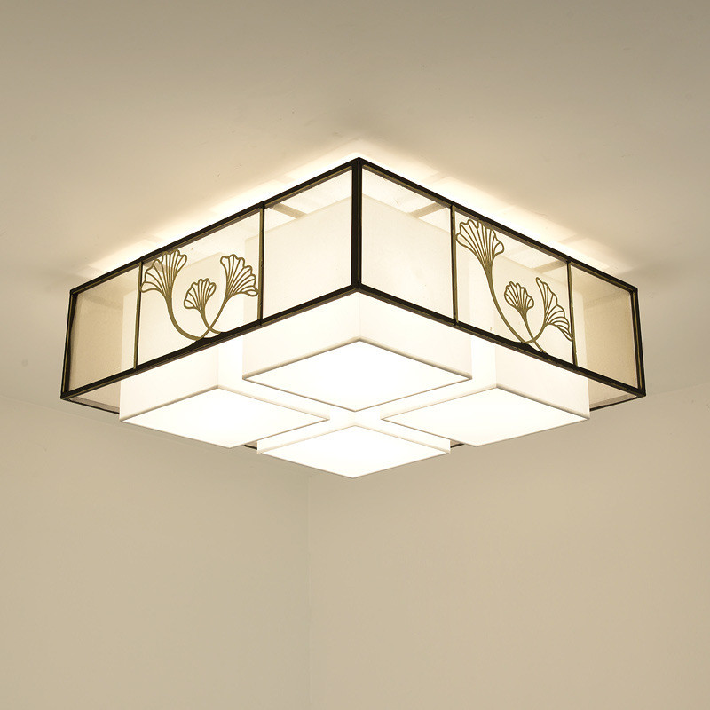 新中式吸顶灯正方形led中式灯具客厅灯现代铁艺卧室灯饰圆形餐厅
