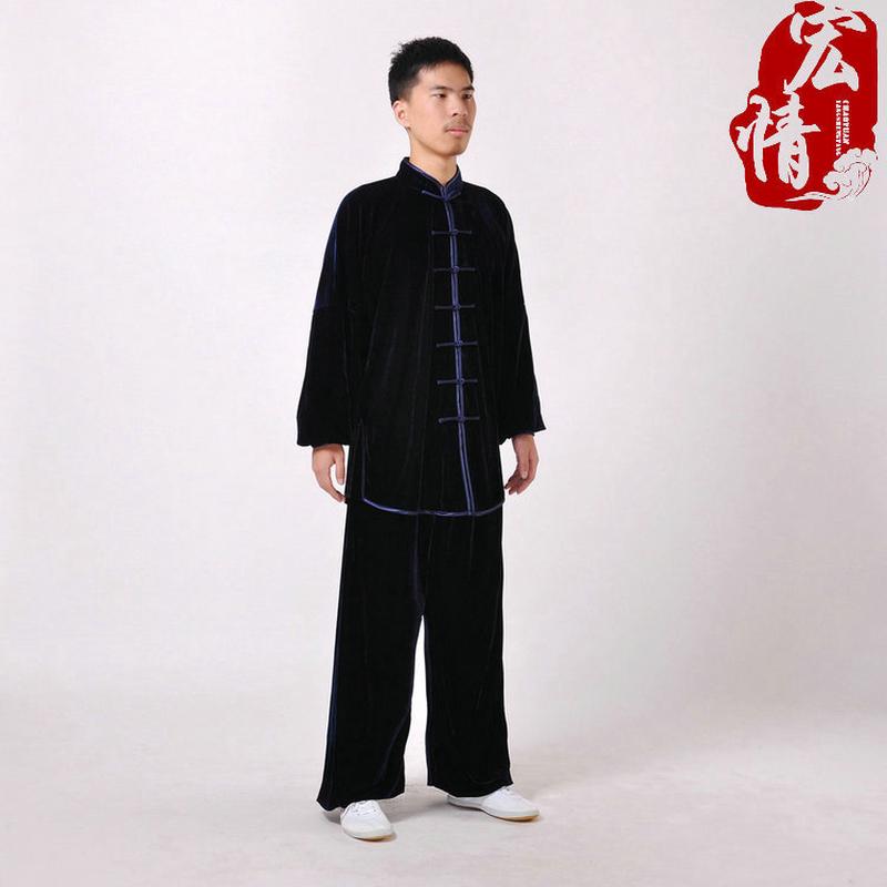 宏太极服秋冬金丝绒情中老年加厚武术表演男女士太极练功服批发