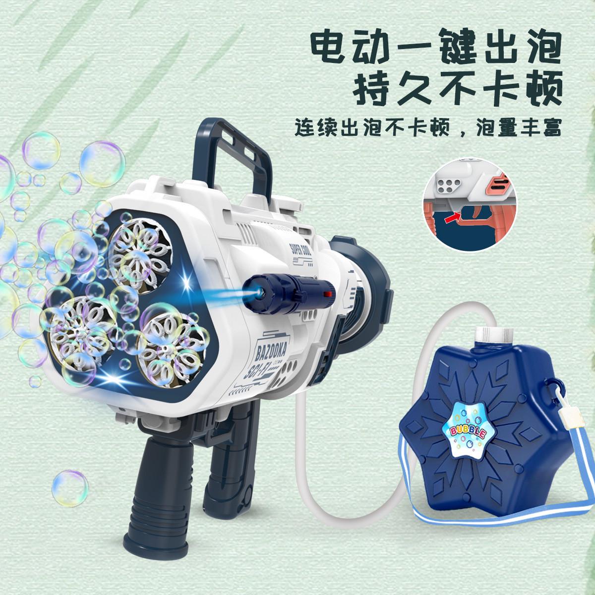 新款网红海王星24孔全自动灯光泡泡机男女孩火箭筒泡泡枪儿童玩具