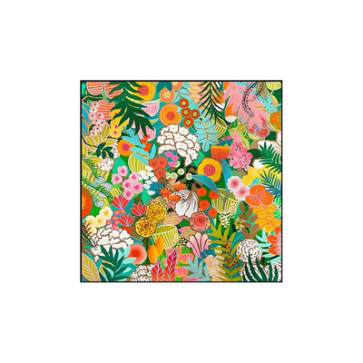 沙发背景墙挂画多巴胺装饰画北欧彩色小清新植物花卉抽象艺术客厅