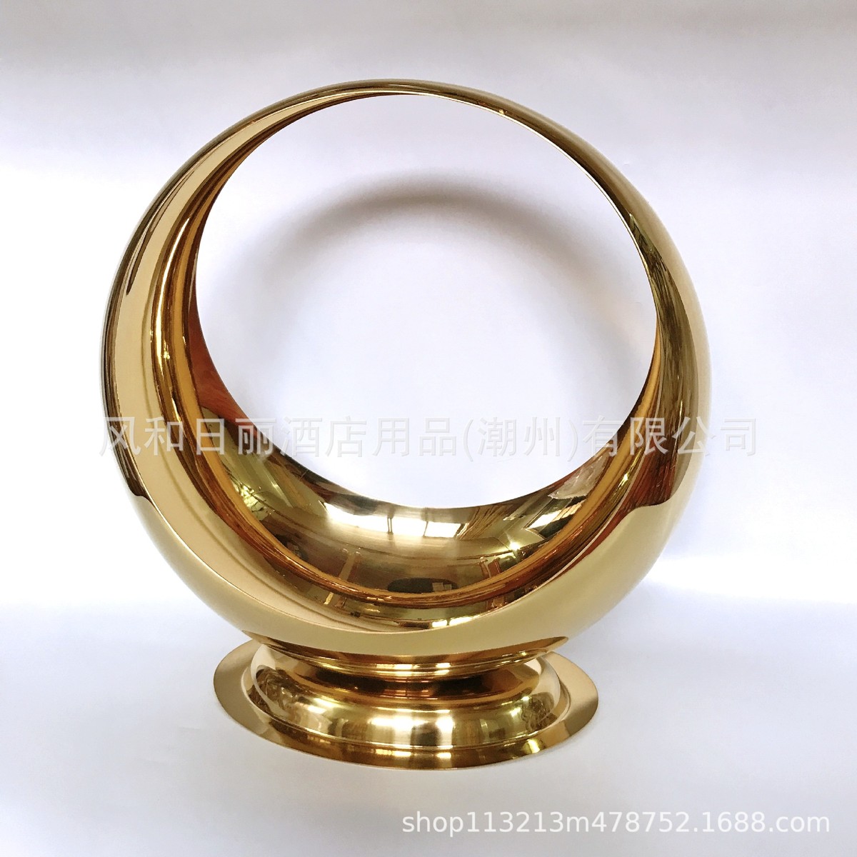 热销304不锈钢镜面果篮餐厅酒店宴会ktv圆形创意手提水果盘刺身盘