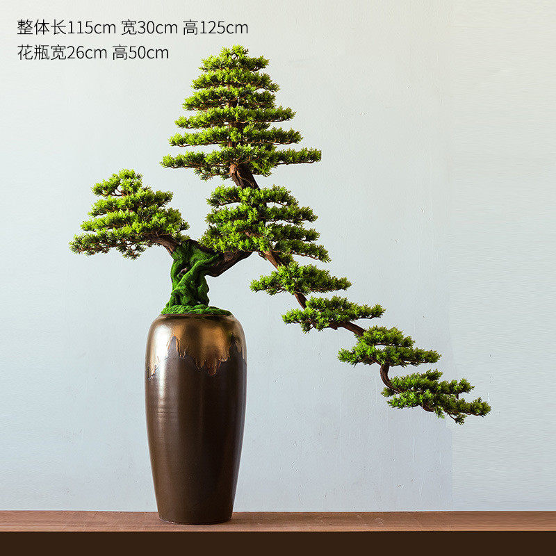大型迎客松摆件落地花瓶仿真绿植客酒店盆景餐厅家居装饰开业礼品