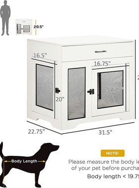 宠物家具狗笼桌箱端柜子木质钢丝铁木室内狗窝猫屋白色