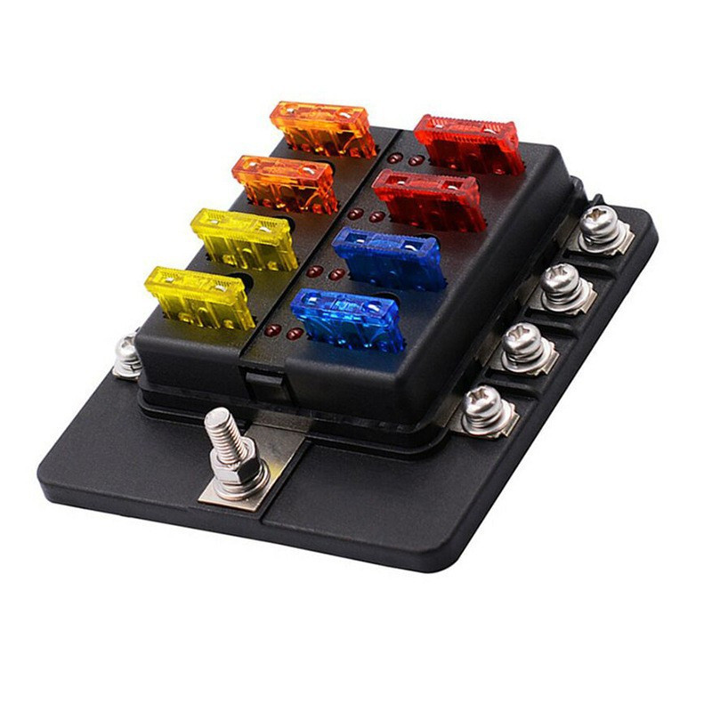 1出8进单正极保险丝盒8路带红色led指示灯保险盒螺丝接线款