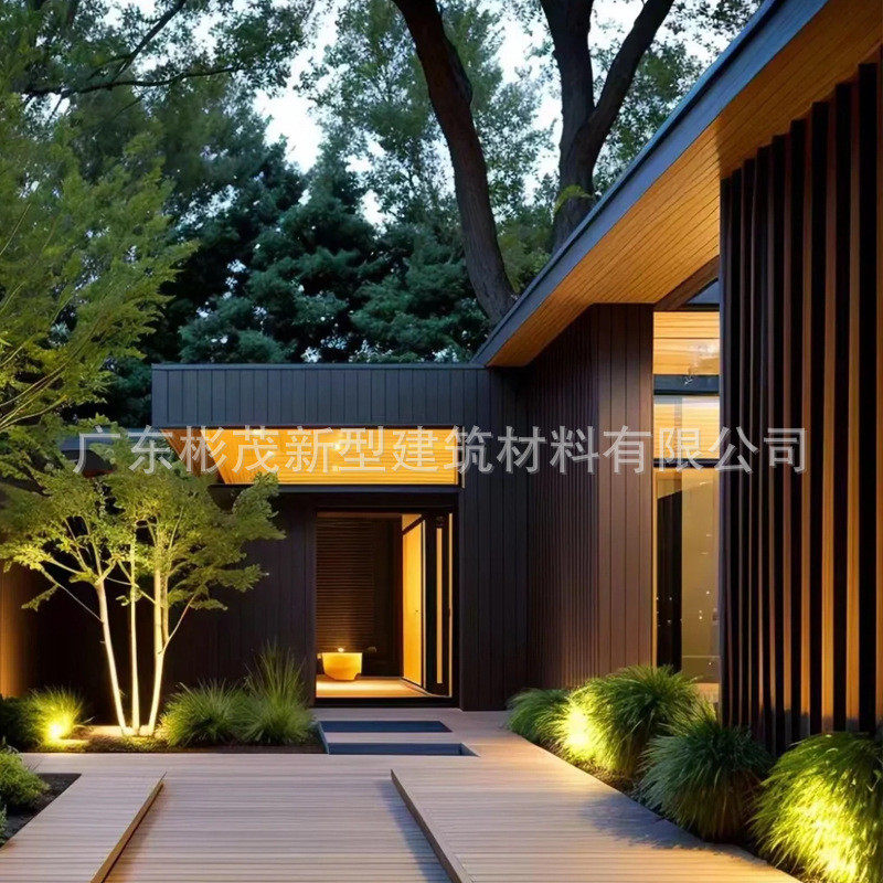 asa共挤塑木户外墙板别墅自建房景区外墙塑木护墙板庭院外墙扣板