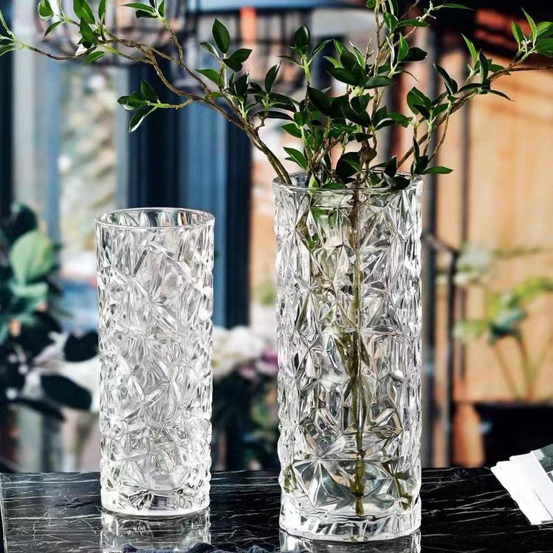 北欧玻璃花瓶透明 创意 大号客厅插花百合富贵竹鲜花家用餐桌摆件