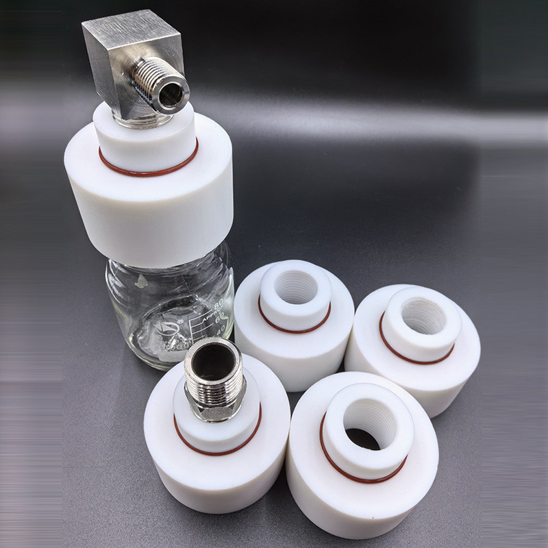 耐腐蚀液相瓶盖1/4-28带peek接头聚四氟乙烯瓶盖ptfe螺纹盖子流动