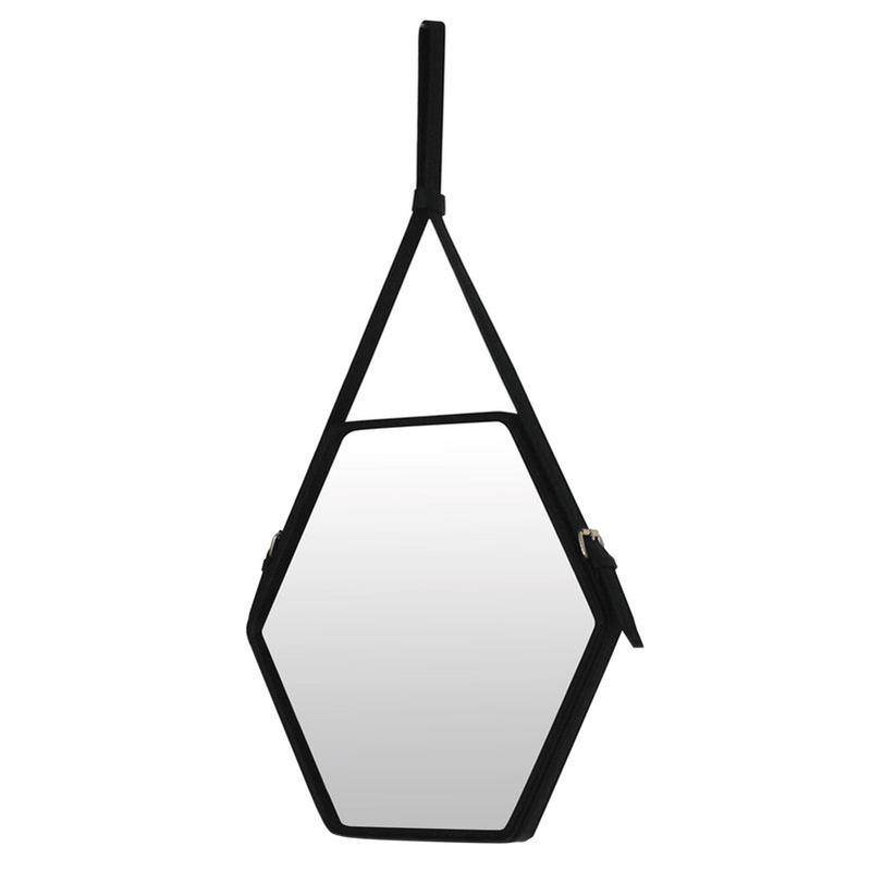 北欧风镜子化妆镜六边形酒店装饰镜子pu皮革壁挂镜子样板间装饰