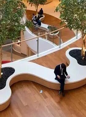 大型休闲商场不锈钢户外座椅异形树池坐凳景观雕塑金属美陈大摆件