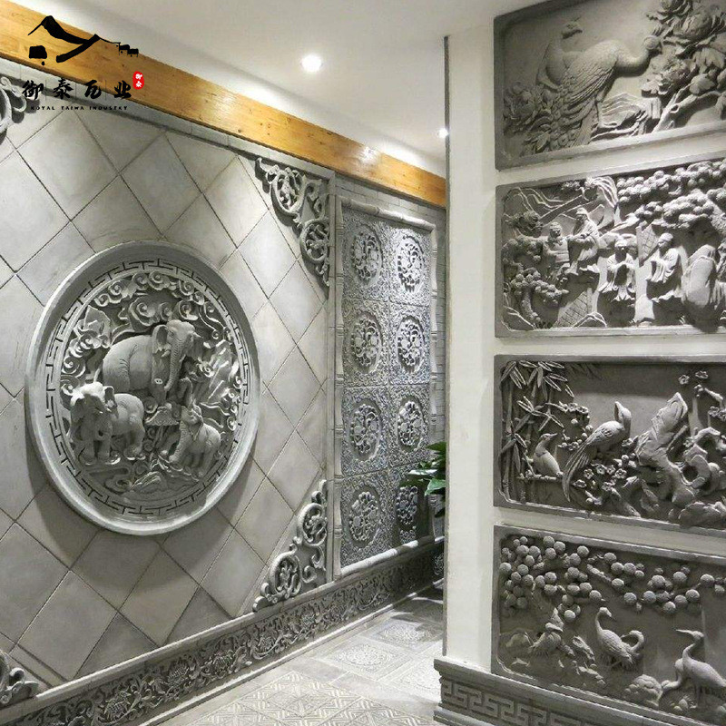 现货供应一米圆形砖雕仿古砖雕装饰墙影壁砖雕福字砖雕