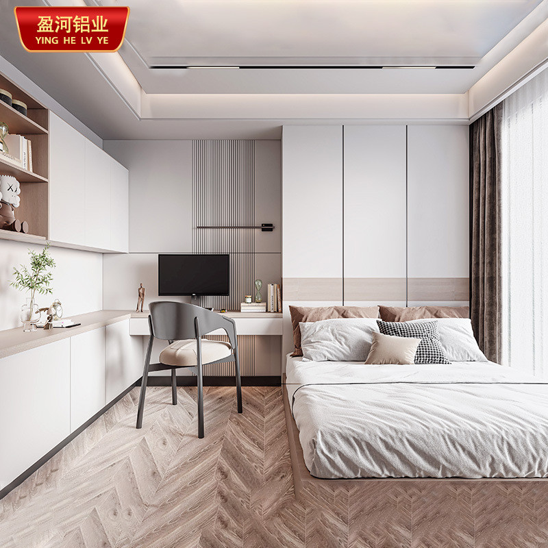现代简约家用全铝铝合金床头柜书桌一体柜榻榻米组合卧室家具定制