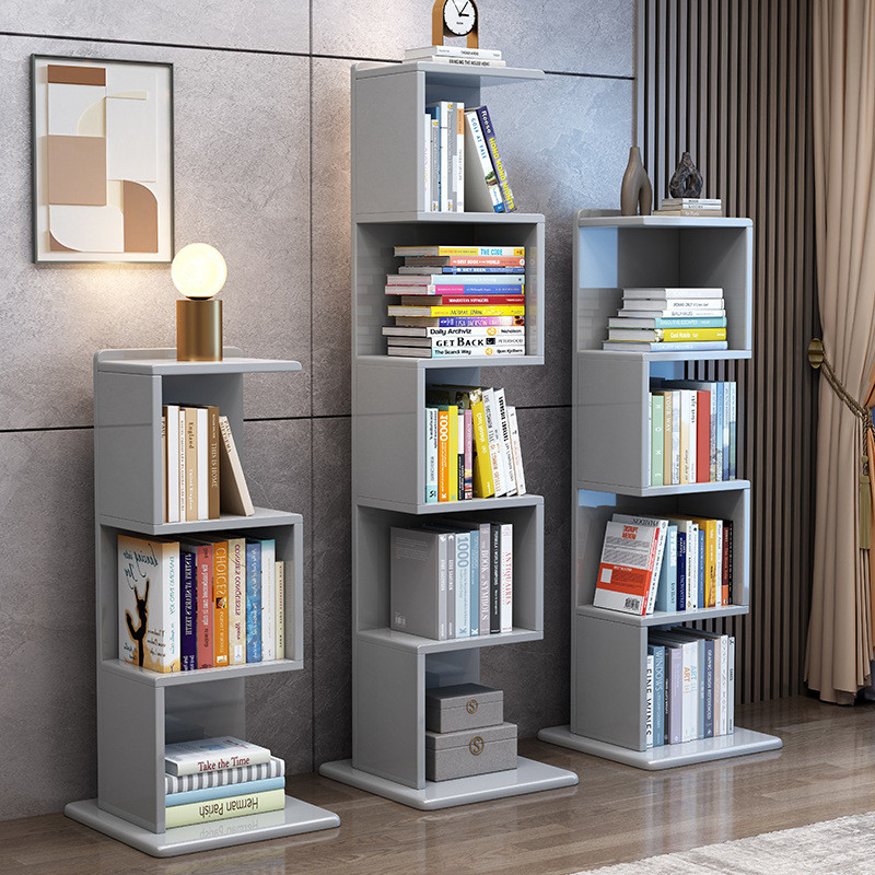 实木书架现代简约落地储物柜墙角北欧多层置物架简易客厅转角书柜