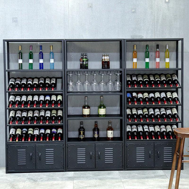 工业风铁艺酒馆 美式酒吧酒柜落地收纳酒架葡萄酒红酒展示置物架