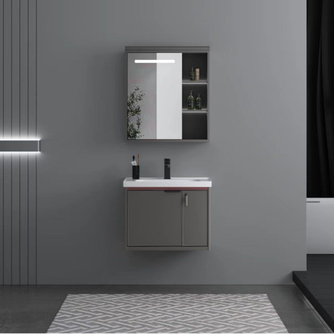 厂家新款铝合金浴室柜组合梳妆台陶瓷盆卫生间洗手洗漱台一体式