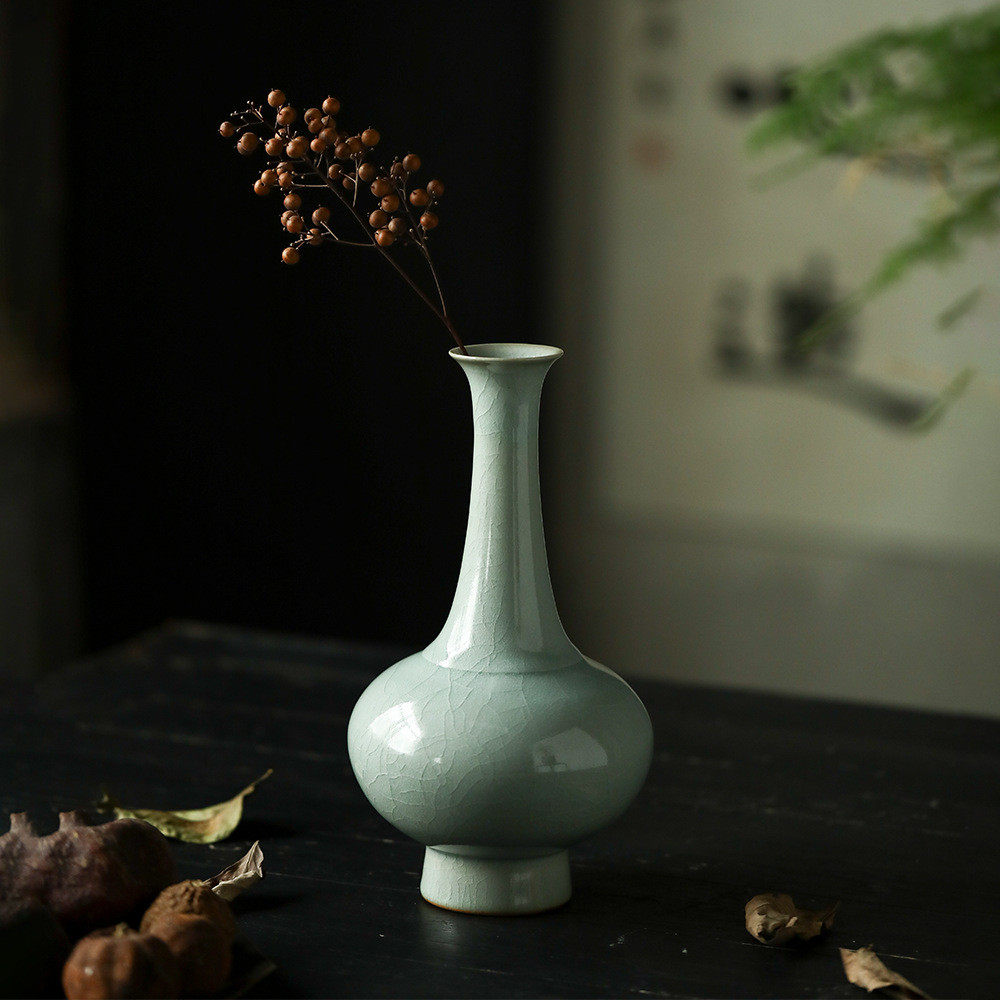 仿古汝窑简约瓷器中国风复古中式古典陶瓷花瓶家居客厅装饰品摆件,鲜花速递/花卉仿真/绿植园艺,花盆,淘宝优惠券,粉丝福利购,淘宝优惠卷