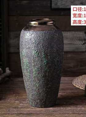 景德镇陶瓷花瓶摆件客厅插花中式感种花盆大复古陶罐装饰落地