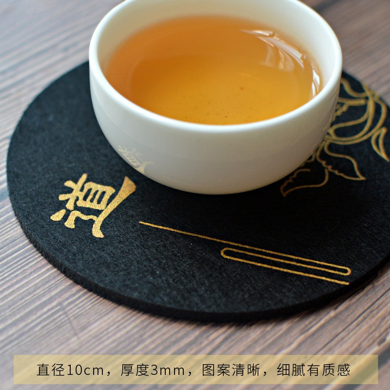 茶具茶道配件HHFA创意毛毡茶杯垫杯托吸水杯垫防滑隔热茶壶养壶垫