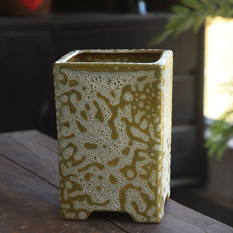 气泡釉创意复古长方形透气绿萝多肉蝴蝶兰文竹陶瓷花盆大号室外