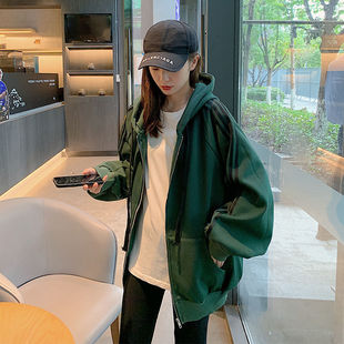 棒球服2024春秋新款 宽松早春连帽外套女 连帽卫衣女春季