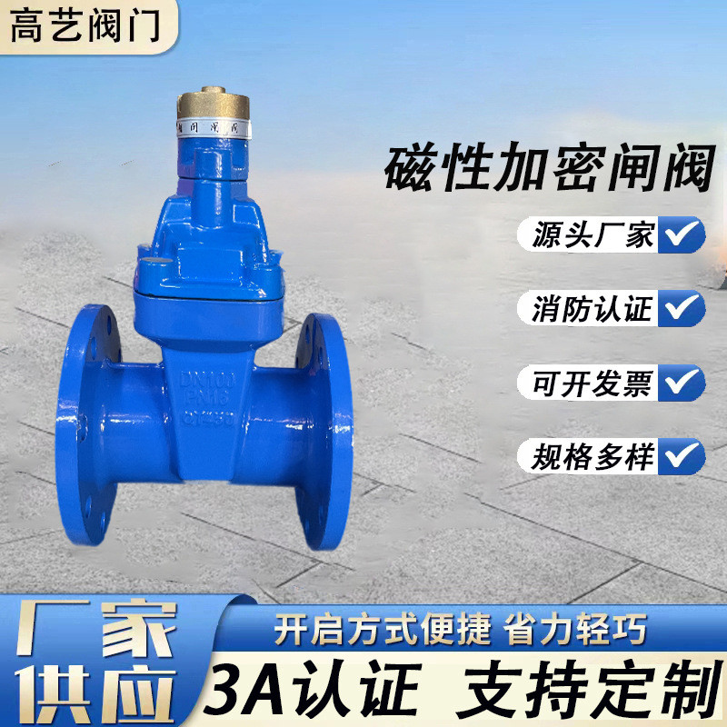 磁性加密闸阀JMZ45X加密防盗表前阀球墨铸铁软密封三角锁法兰闸阀