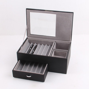 新款钢16格双层现货笔盒皮制钢笔展示盒14位pu钢笔收纳盒文具盒
