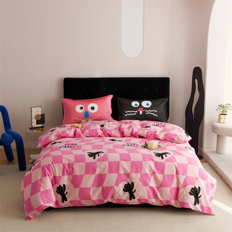 批发ins儿童小清新公主棉四件套少女心卡通风棉斜纹4件套床品