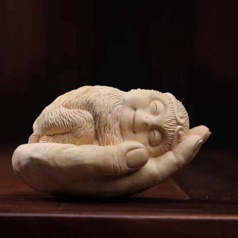 掌中猴玩黄杨木雕工艺品手把件盘小叶生肖猴雕刻根雕随身文玩