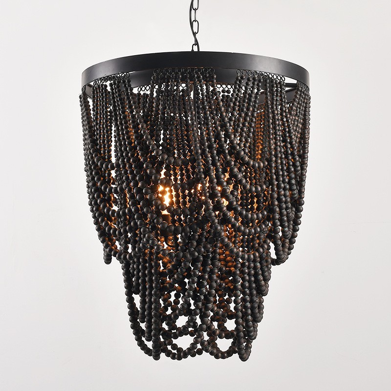 波西米亚简约吊灯复古个性摄影珠帘客厅餐厅公主卧室服装店木灯具