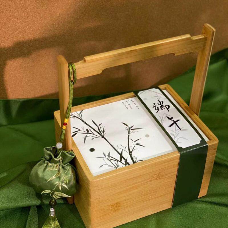 木质端午节茶叶包装盒粽子咸鸭蛋手提木盒点心糕点收纳礼品盒定制