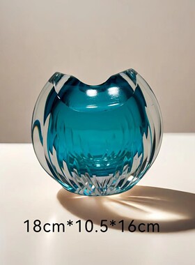 高档插花玻璃花瓶摆件客厅轻奢仿真花创意简约风琉璃花器软装饰品