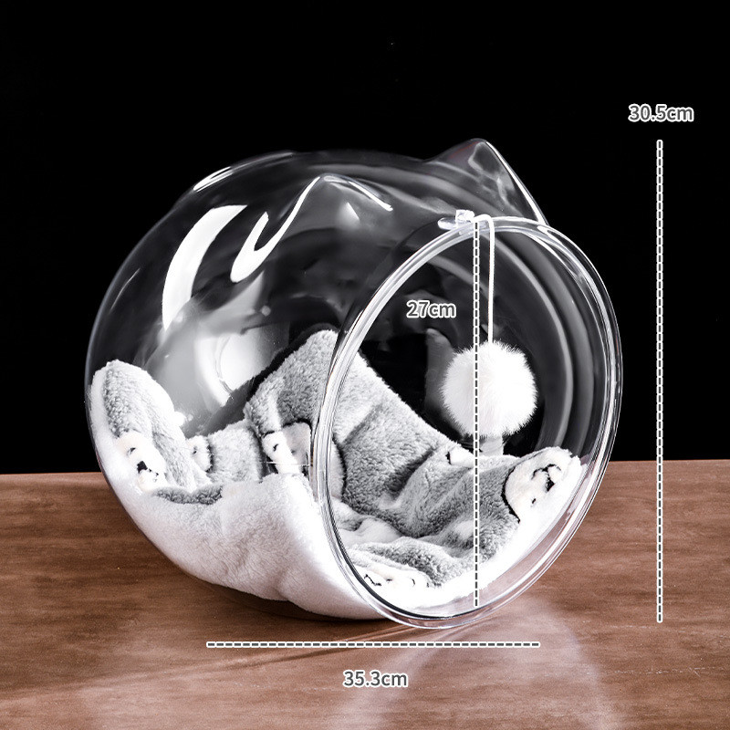轻奢家用猫窝易打理宠物透明不粘透气口小体型猫窝猫笼毛太空舱窝